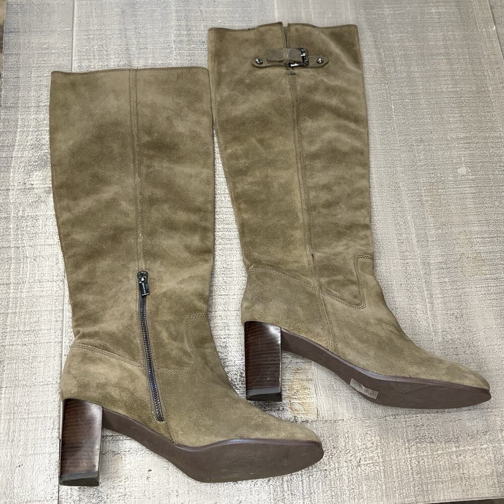 Michael Kors Knee High Suede Boots Khaki Green Fairy Grunge Goblin size 10M.